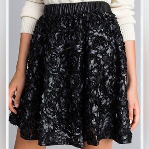 Chic Black Rose Skater Skirt